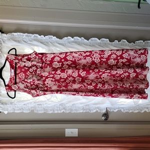 R & K ORIGINALS Sleeveless Red and Cream Floral Maxi Dress